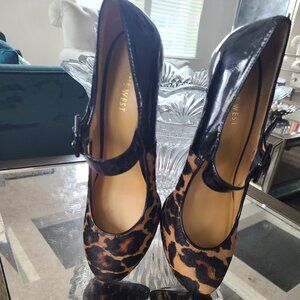 Nine West Black/Animal Print Platform Heels sz 8.5